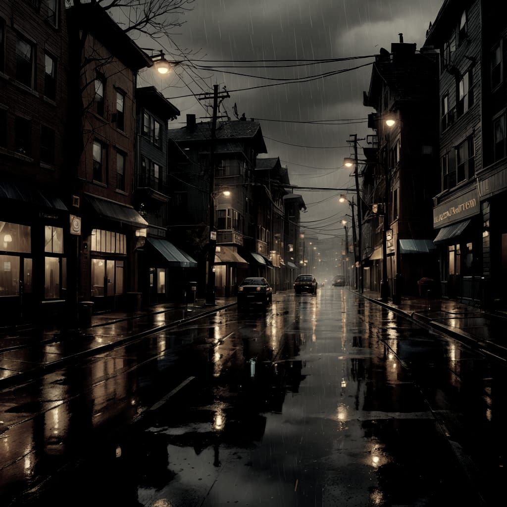 Rainy Day in Suburbia: Detailed Matte Painting