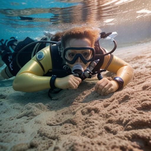 Scuba Diver Sinking in Quicksand: Professional Photography