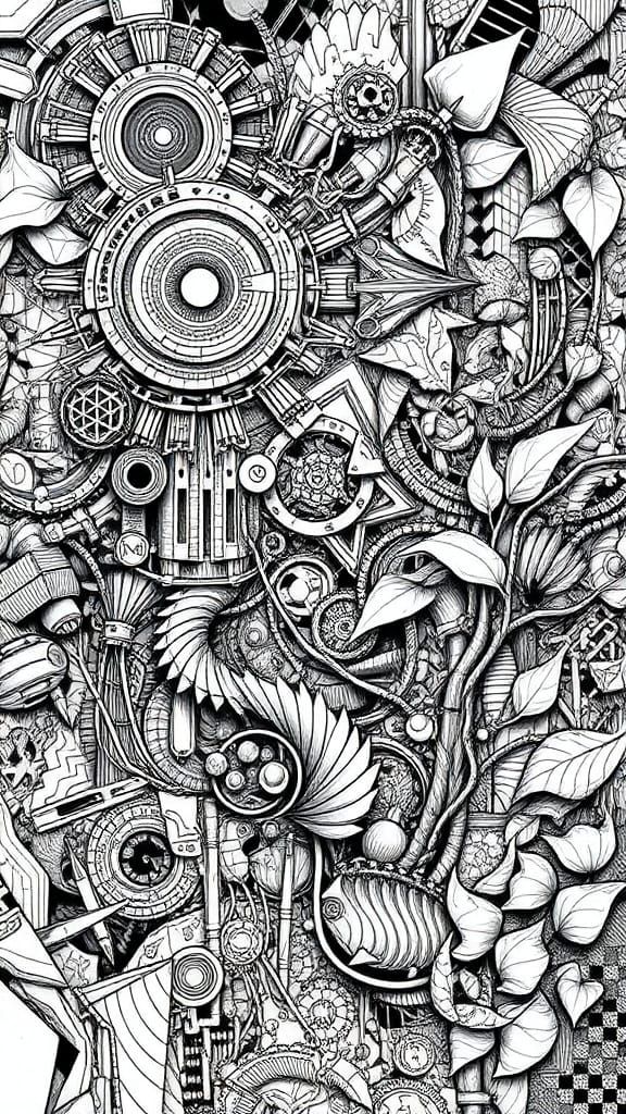 Intricate Black Fine-Liner Abstract Doodle Drawing