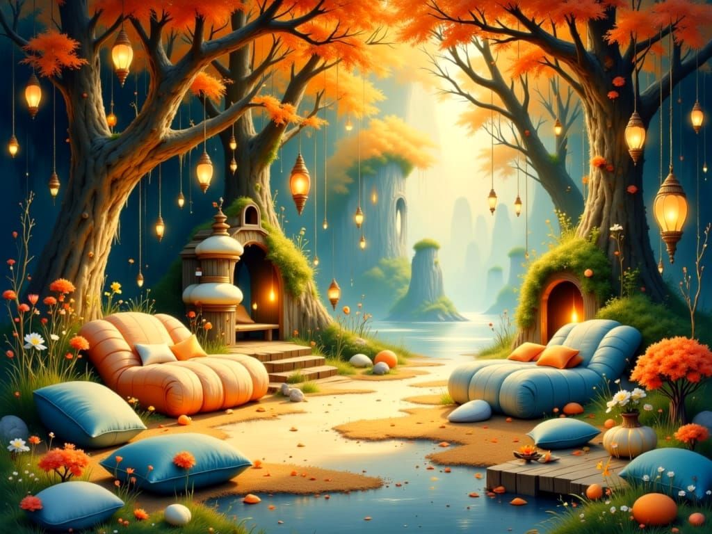 Dreamlike Fantasy Paradise of Comfort and Relaxation