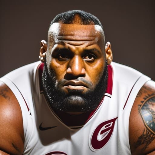 Intense Portrait of Lebron James Look-Alike in 90s Style
