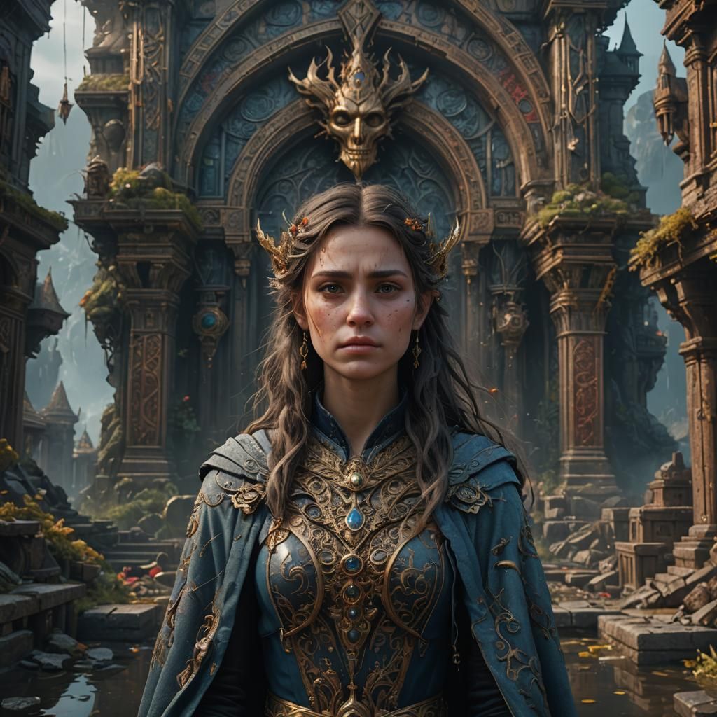 Sad Woman in Detailed Fantasy Art