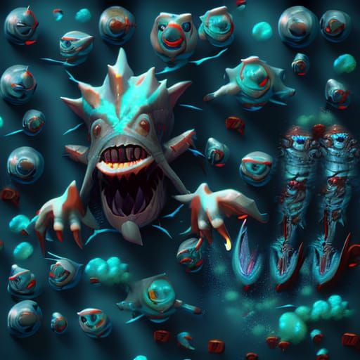 Sci-Fi Underwater Game Monsters Master Sheet