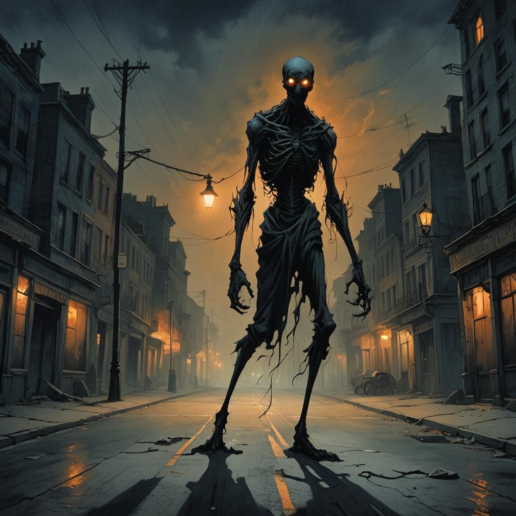 Eerie Shadow Figure Appears on Deserted Street