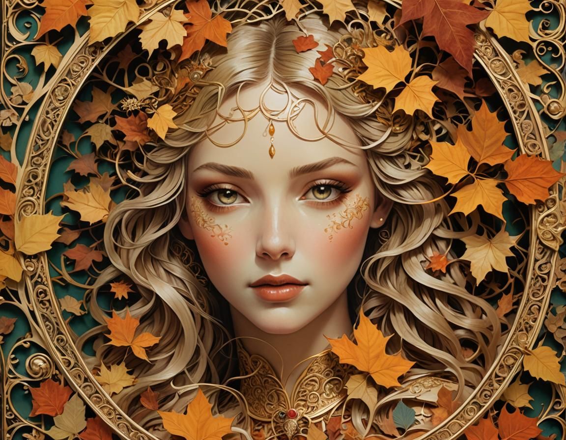 Fairytale Romance: Paper Collage Portrait in Art Nouveau Sty...