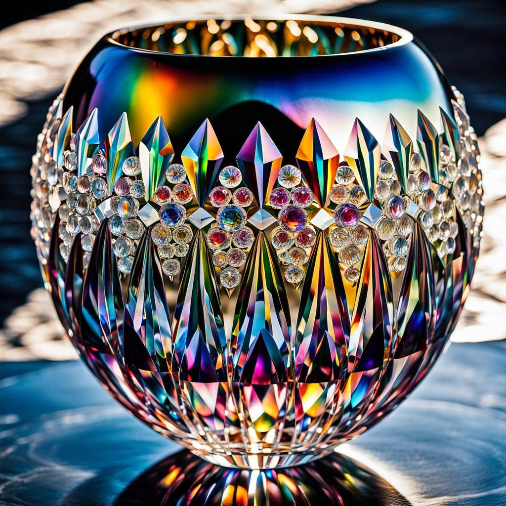 Crystal Vase with Flowers in Sunlight