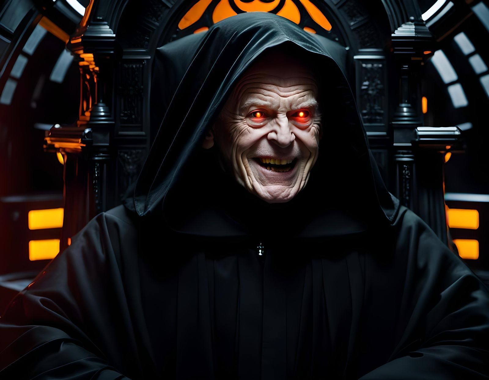 Emperor Palpatine on Death Star Throne: Photorealistic Rende...