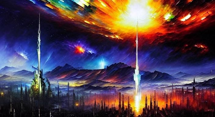 Dystopian Religious Masterpiece in Graffiti Art Style