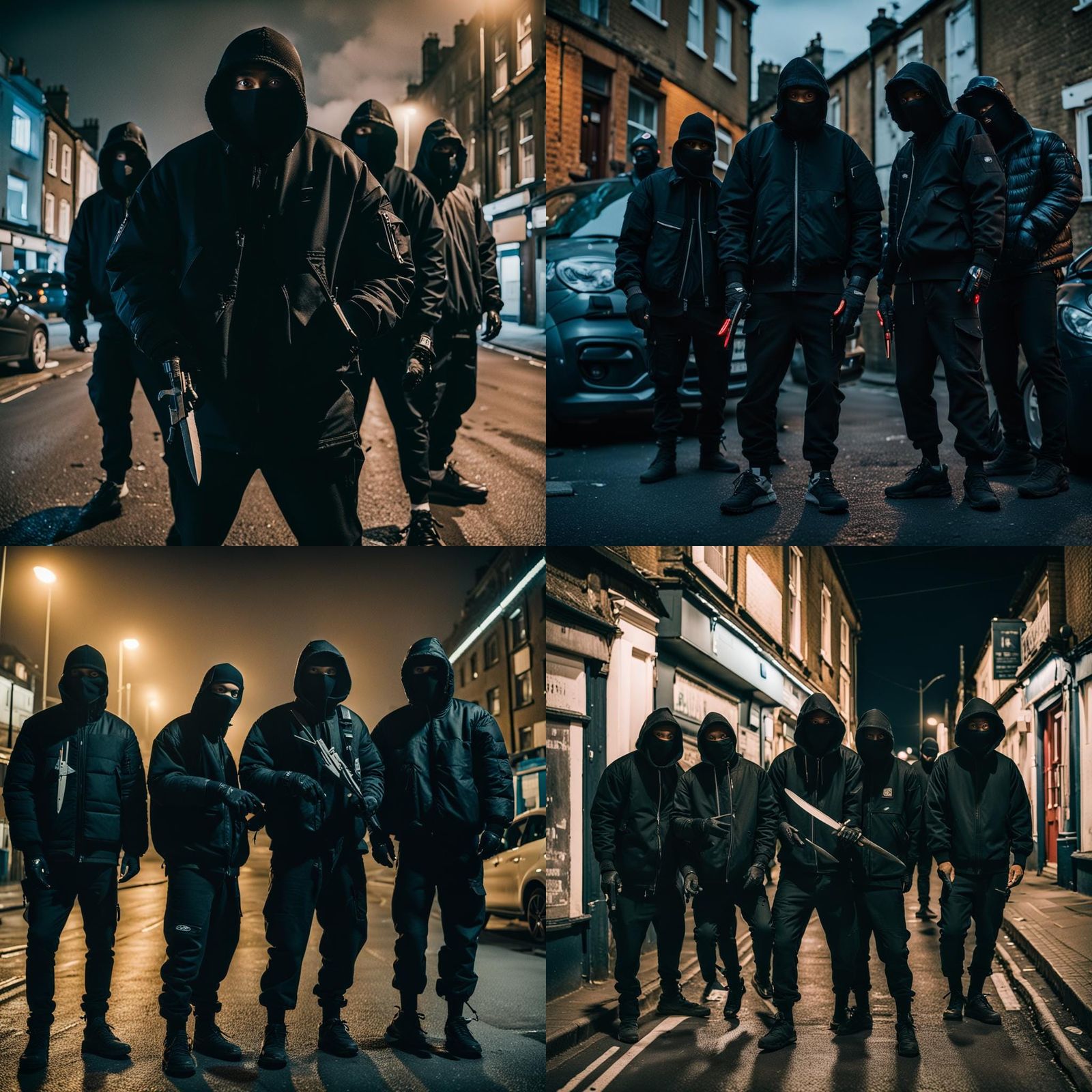 Cinematic Street Scene: UK Roadmen in Black