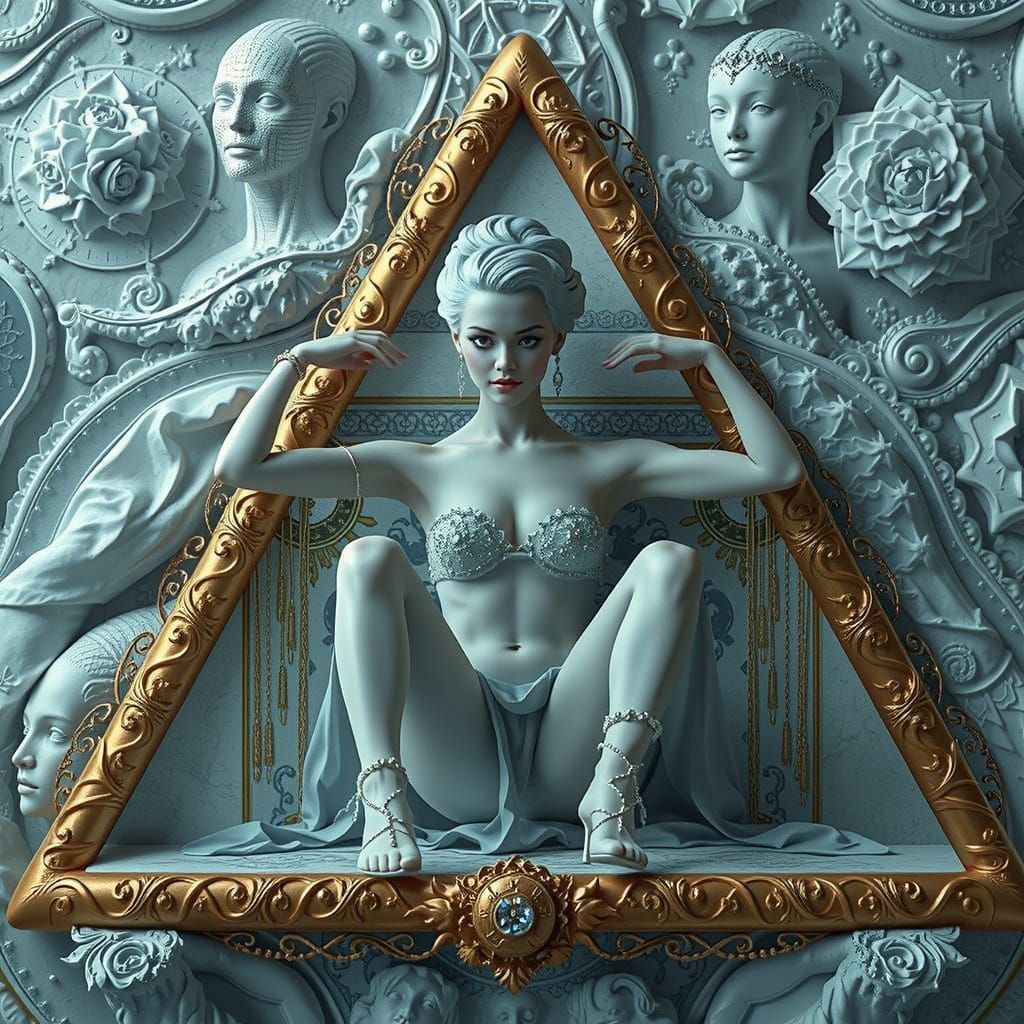 Psychedelic 3D Scene with Surreal Elements