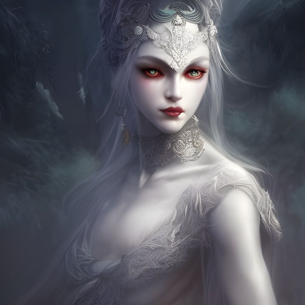 Moonlit Daedric Princess Portrait in Art Nouveau Style