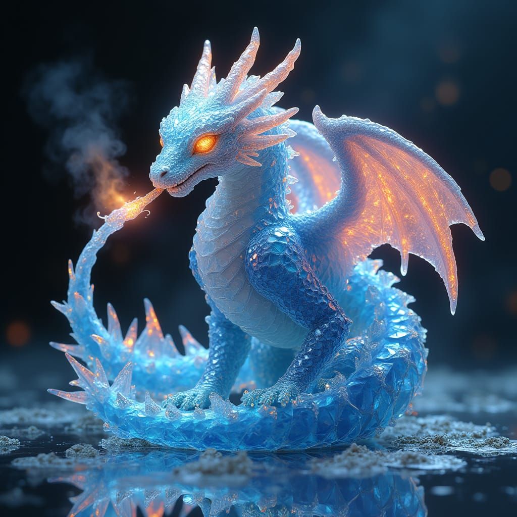 Crystal Dragon of Luminous Hues, Reflecting Kaleidoscopic Co...