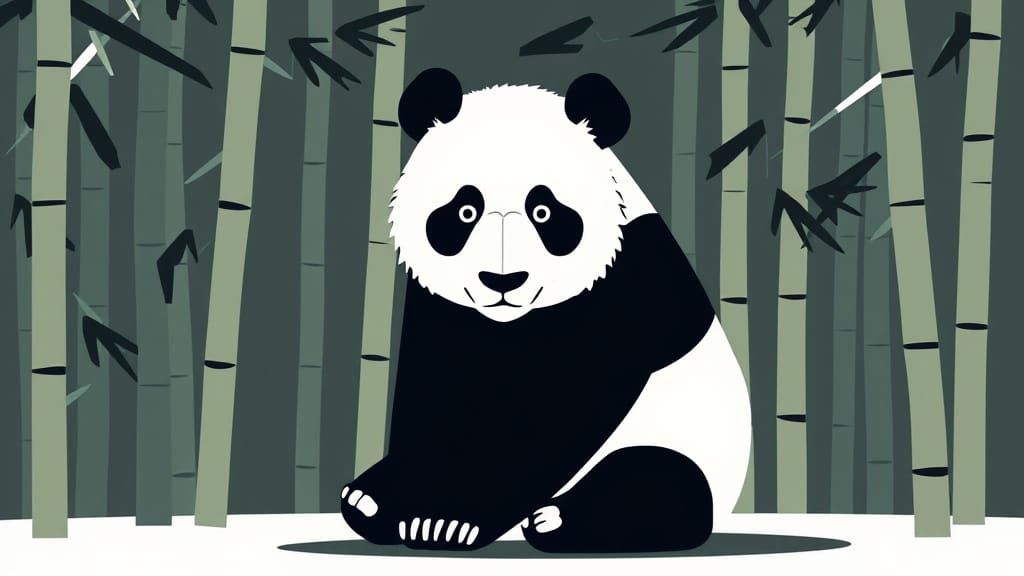 Panda in Bauhaus-Inspired Graphic Patterns