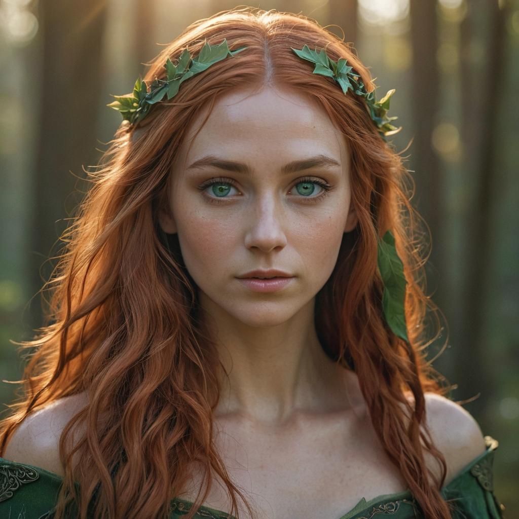 Ethereal Elf Portrait in Art Nouveau Style