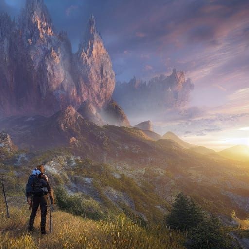 Dramatic Landscape at Sunset as 3D Game Cinematic