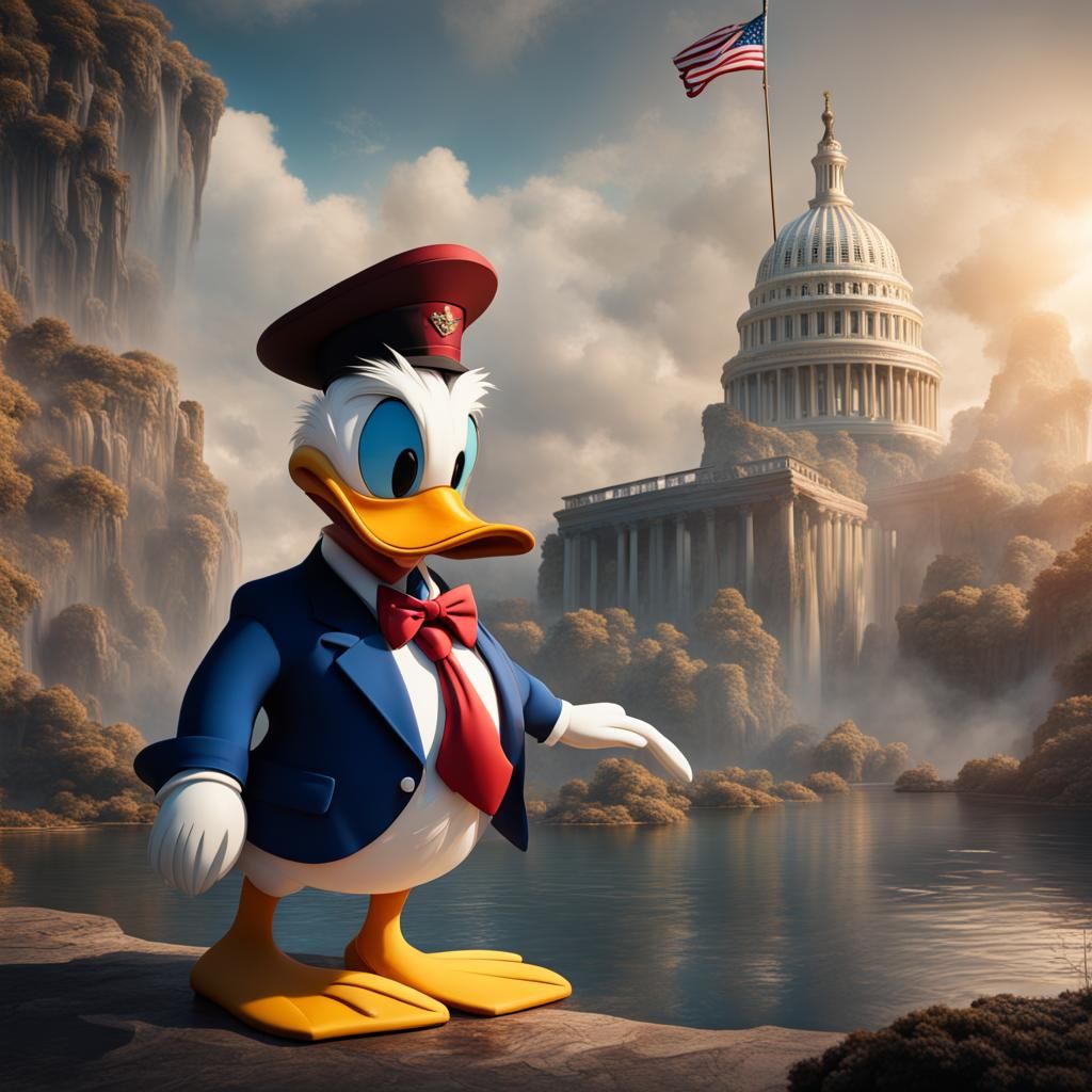 Donald Trump as Donald Duck: Detailed Matte Painting