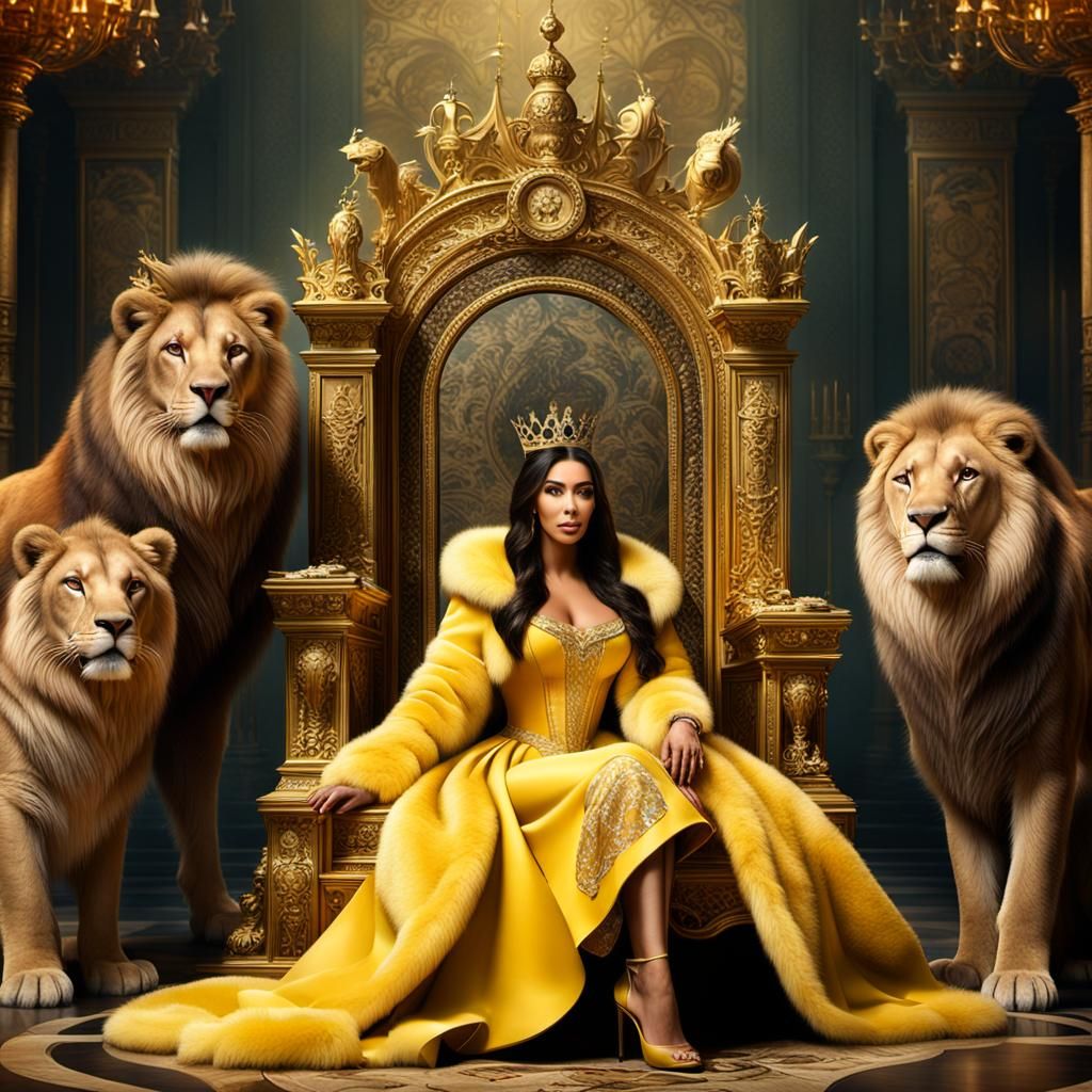 Celebrity as Disney Princess on Throne: Digital Painting