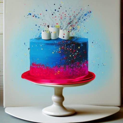 Exploding Cake in Action Painting Style