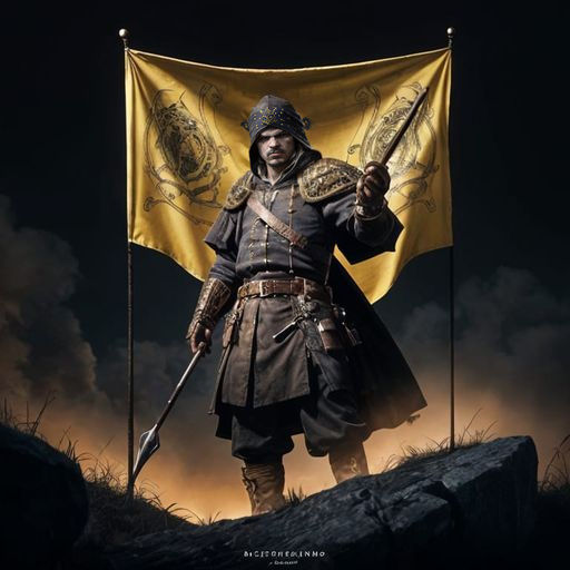 Medieval Fantasy Bandit Banner in Hyperrealistic Style