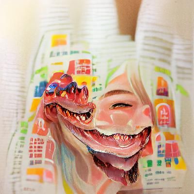 Detailed Gouache Painting of a Big Smile
