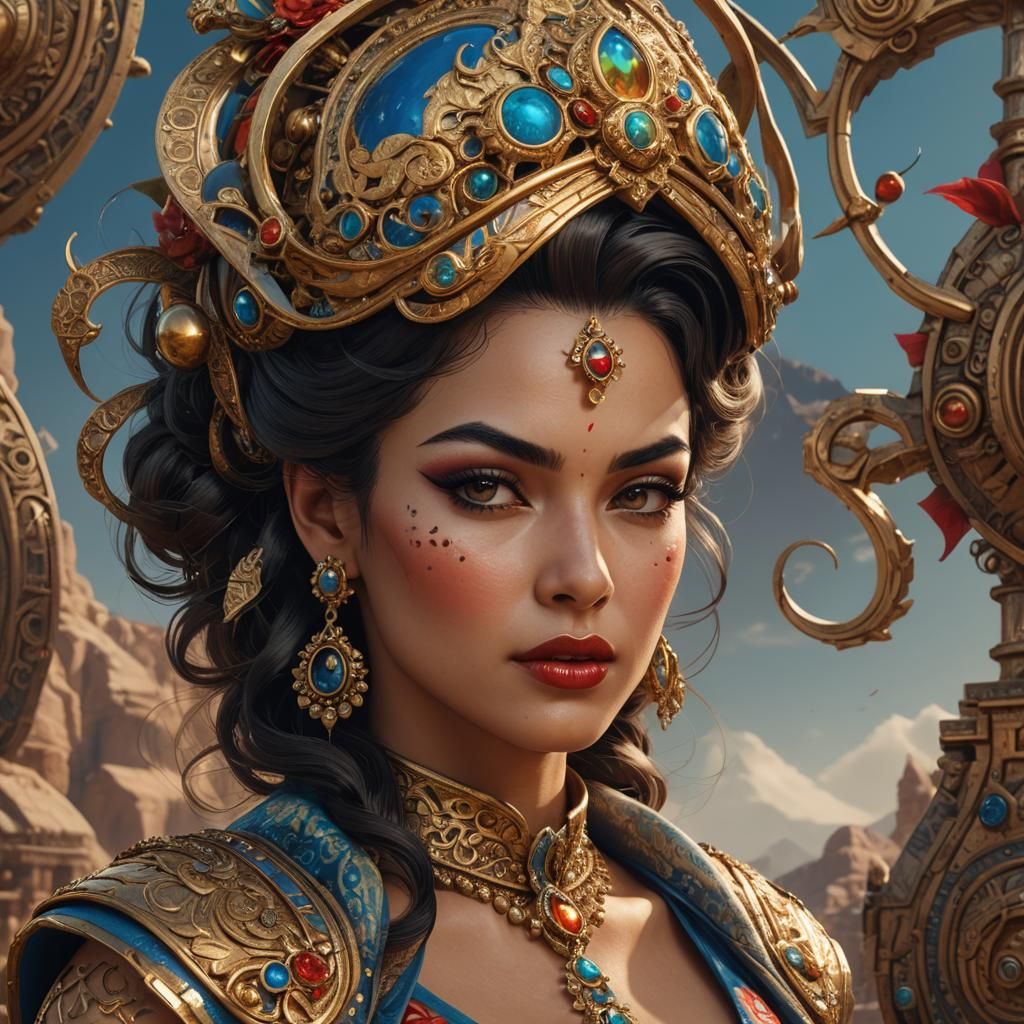 Exotic Beauty in Sunlight: A Hyperrealistic Portrait