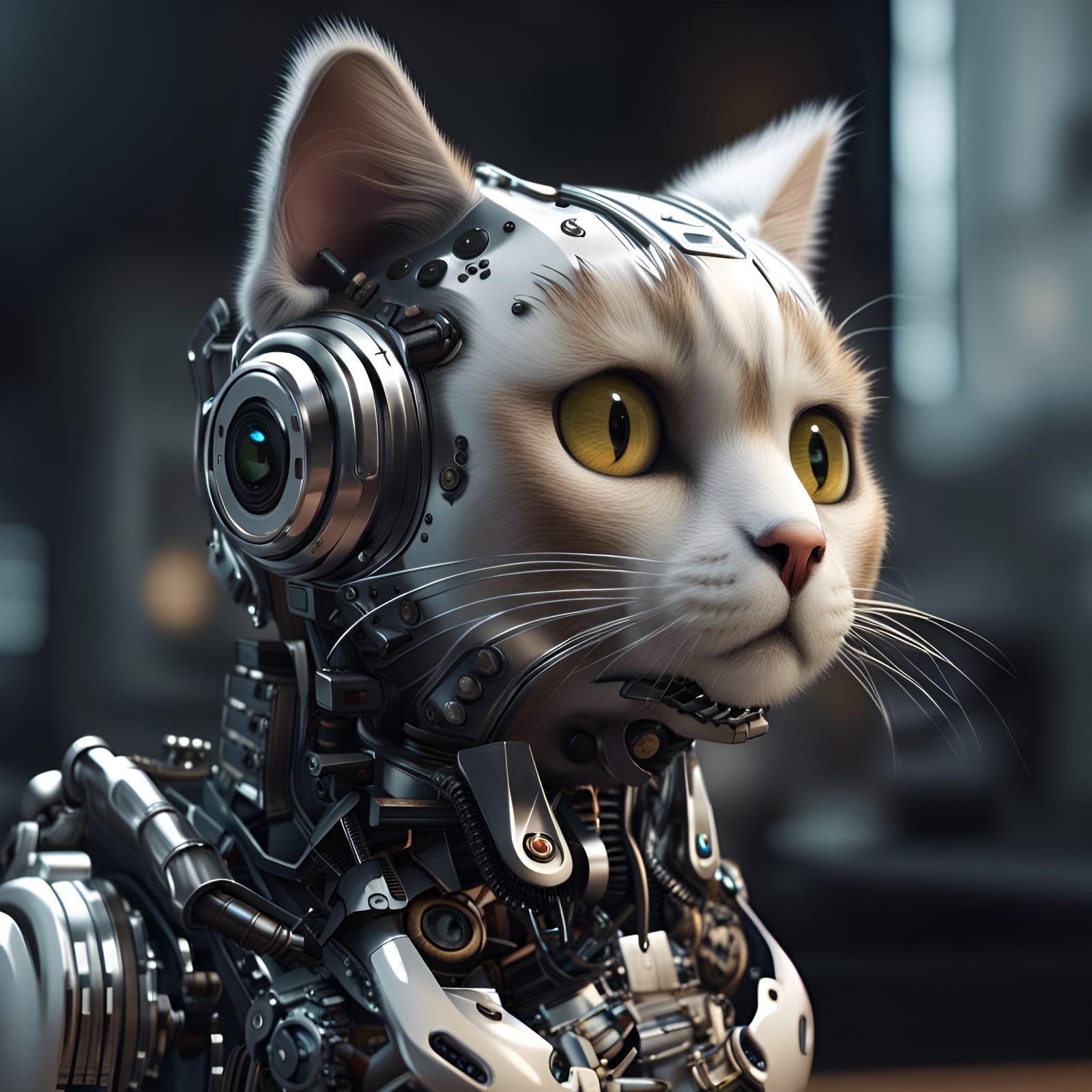 Hyperrealistic Robocat with Ultra Detailing