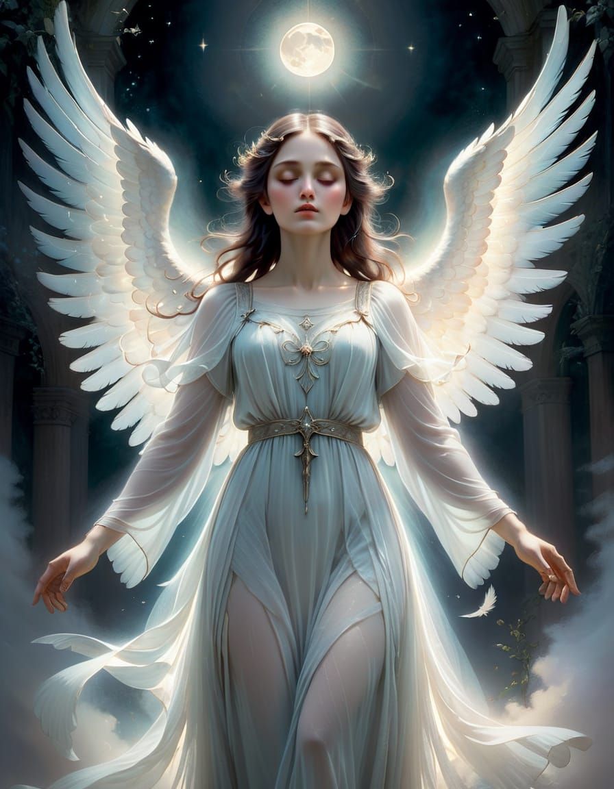 Angel in Ethereal Moonlit Glory