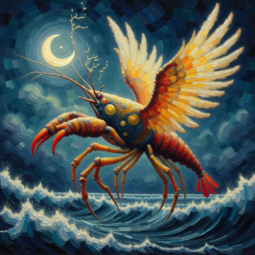 Majestic Angelic Crayfish in Ethereal Fantasy Art