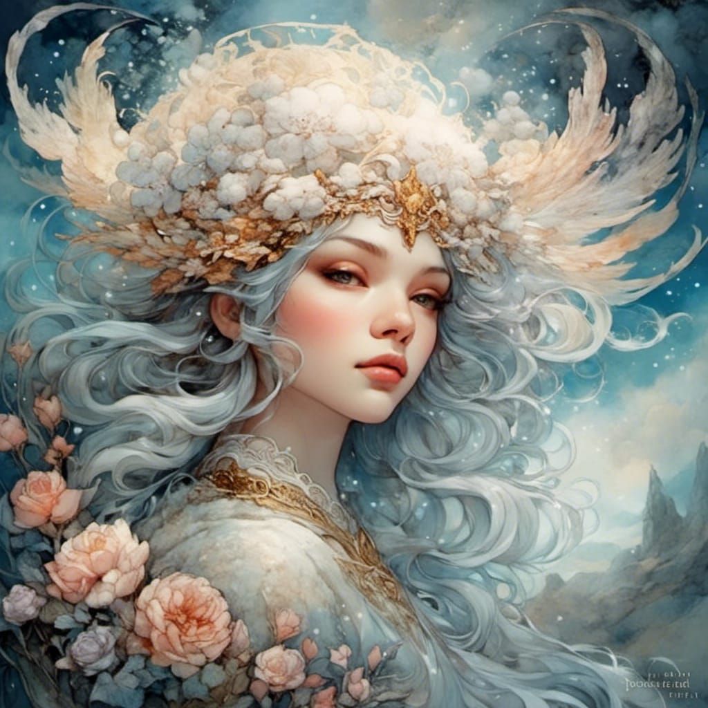 Winter Goddess in Magical Fantasy Matte Painting