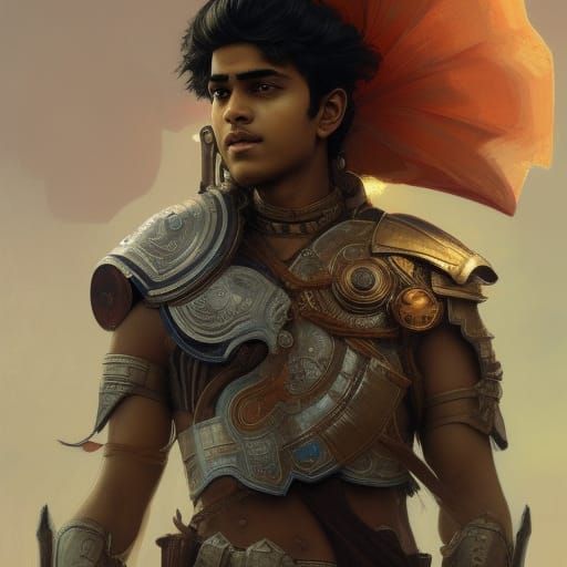 Armored Indian Teen: Hyperdetailed Digital Portrait