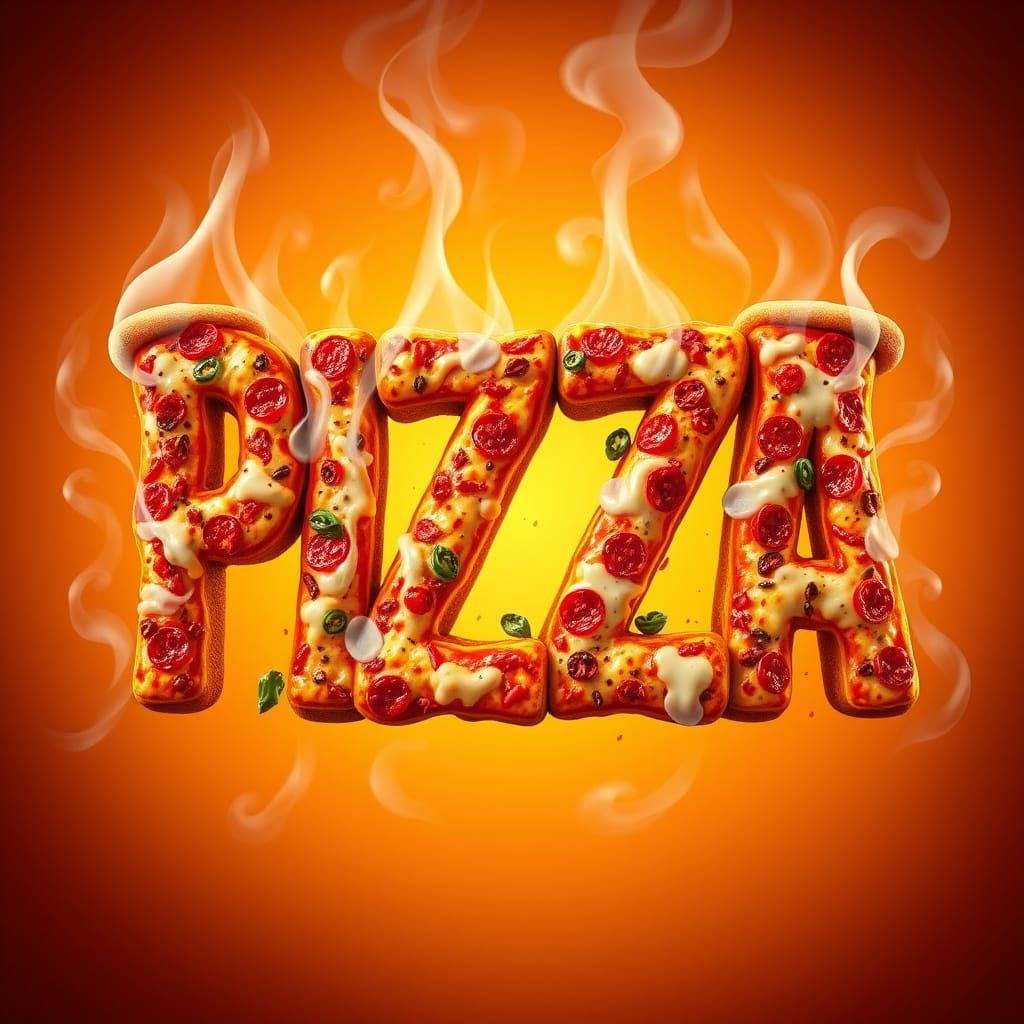 Sizzling Pizza Letters Unite in Golden Matte Painting