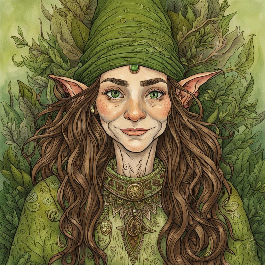 Female Gnome Druid Portrait in Fantasy Style