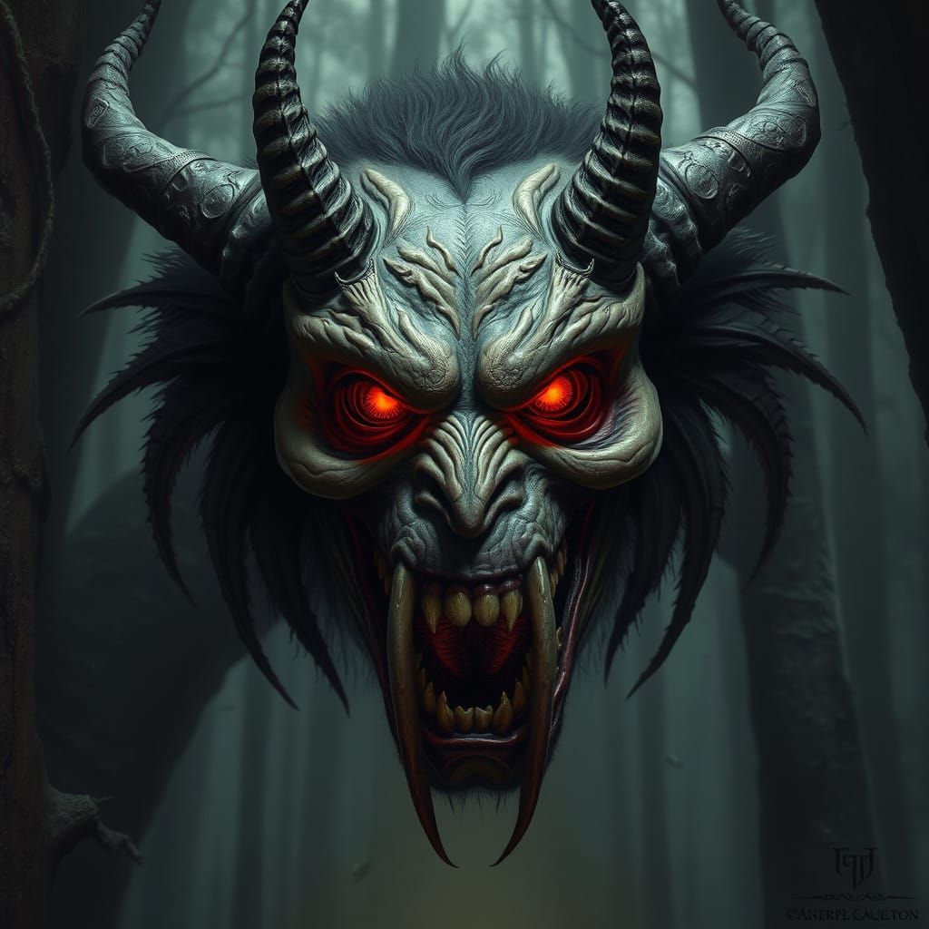 Dark Fantasy Banshee in Hyperrealistic Forest Setting