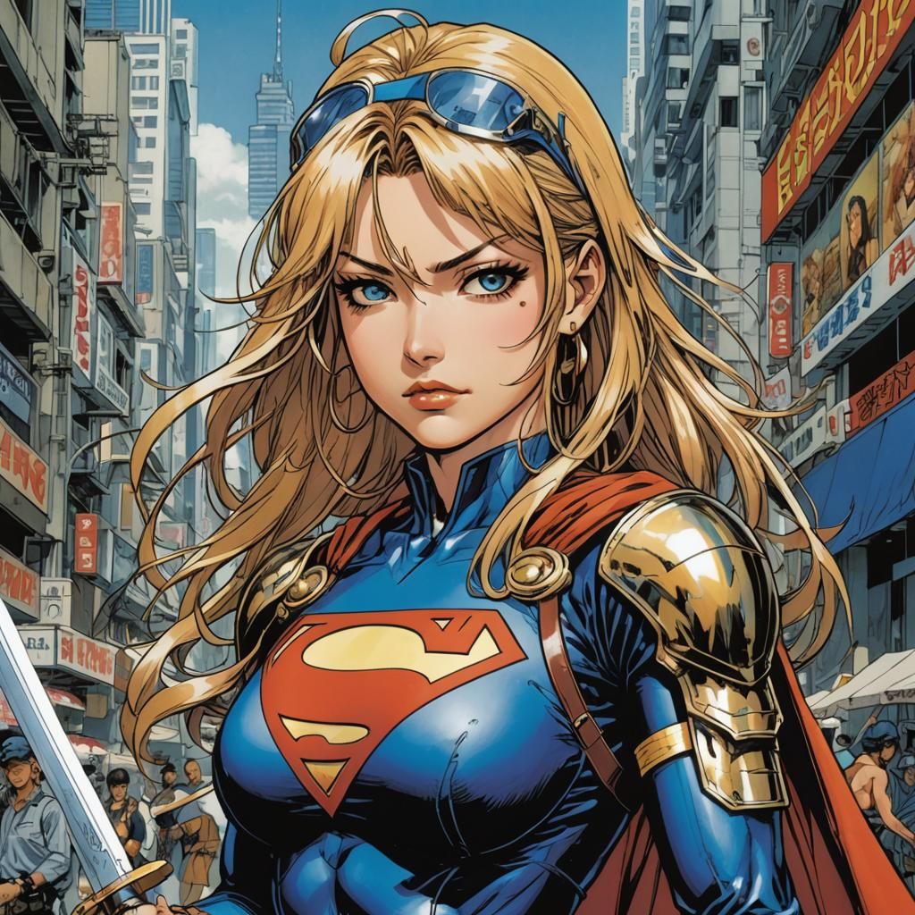 Supergirl in Manga Style Digital Art