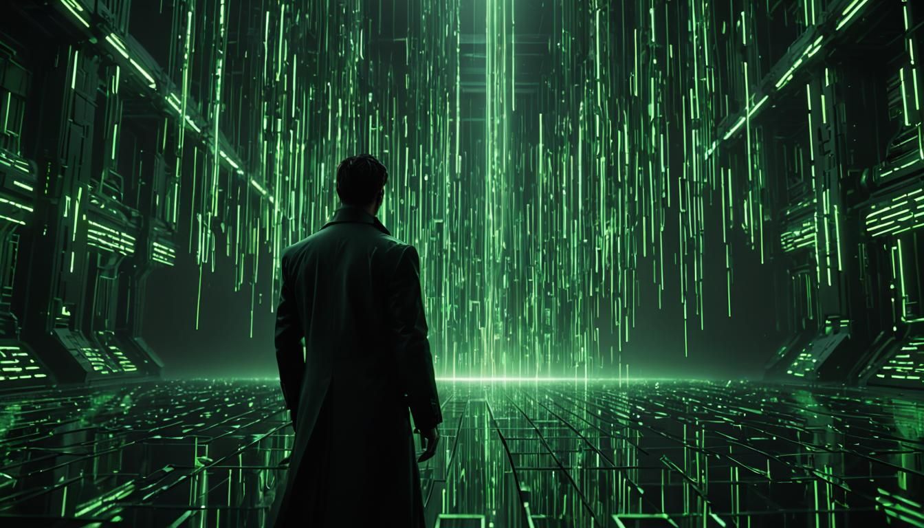 Neo's Matrix Awakening: Minimalist Epic Art