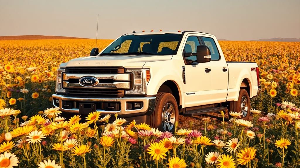 Ford F150 in Moonflower Field, Daytime