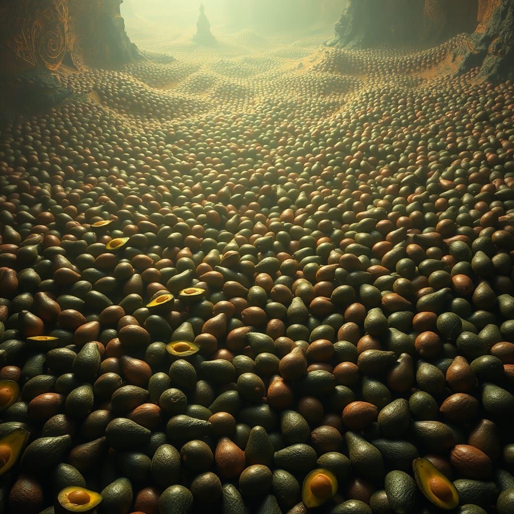 A Billion Avocados in Dreamlike Landscape