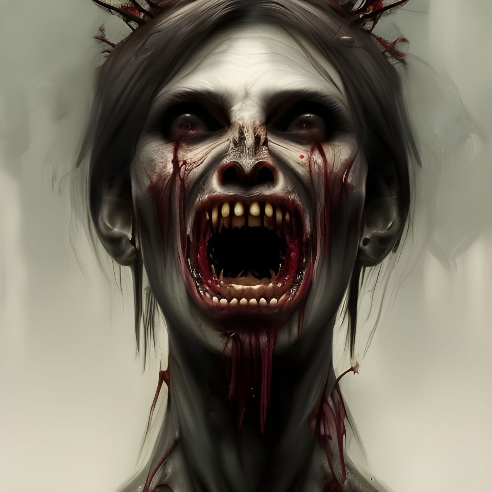 Terrifying Ghoul Portrait in Hyperdetailed Horror Style