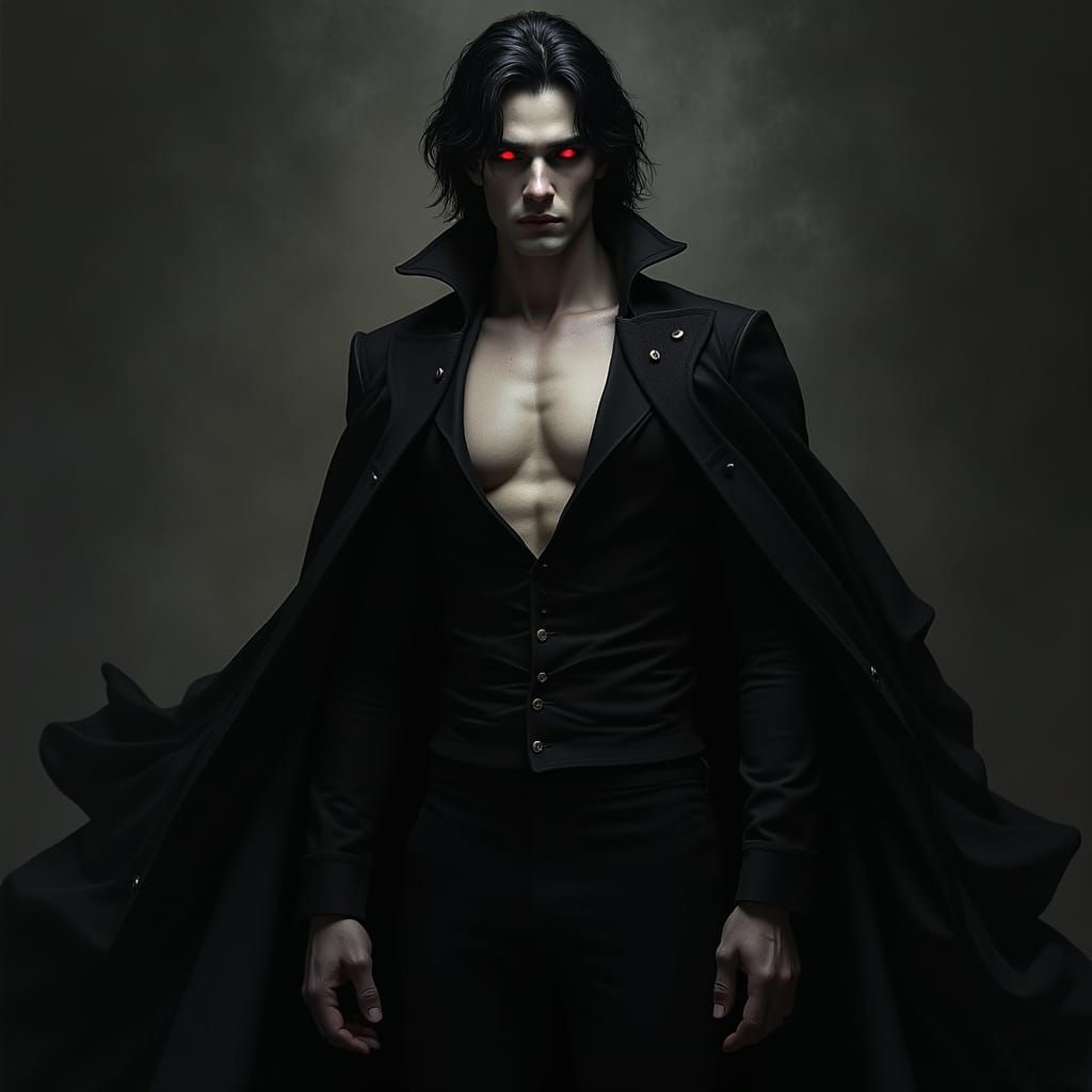 Gothic Vampire Lord in Elegant Dark Attire