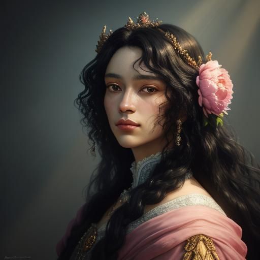 Faceless Woman with Peonies: Post-Impressionist Portrait