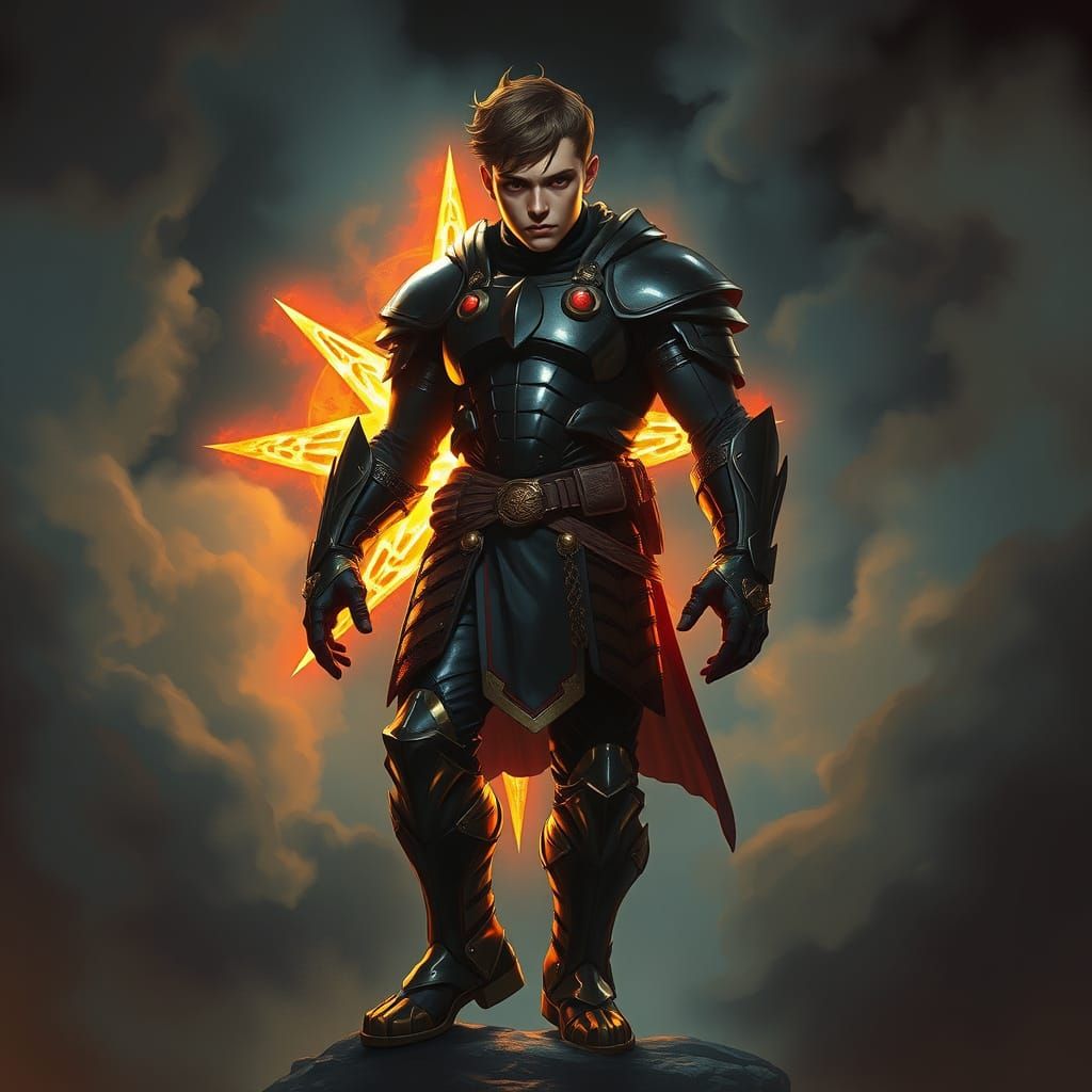 Heroic Warrior Emerges from Dark Night Mist