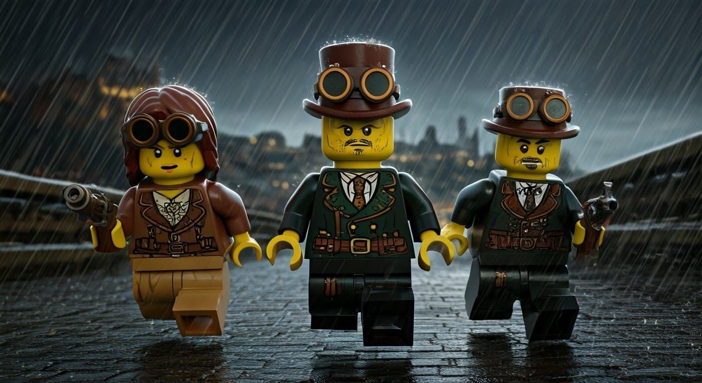 Steampunk Lego Minifigures Chase in Victorian Whitby