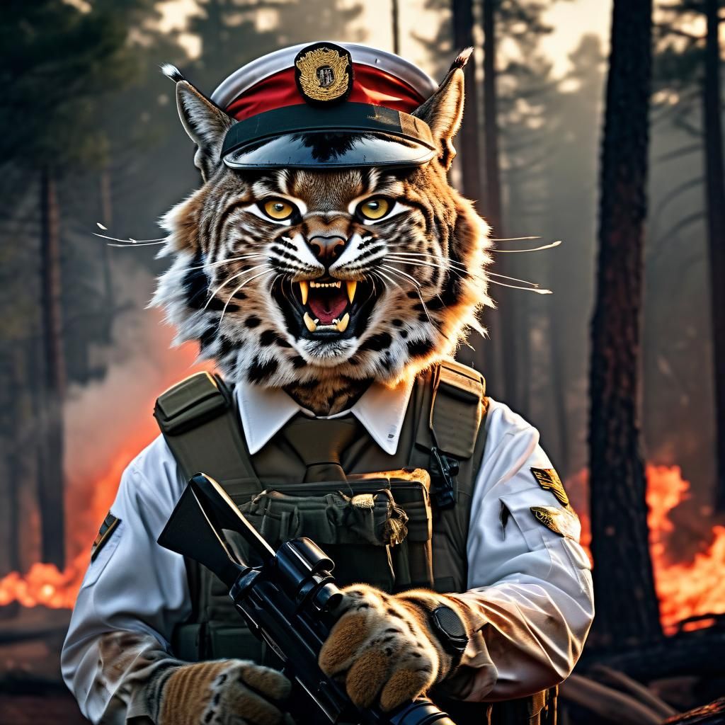 Ferocious Bobcat Commander Charges into Battle