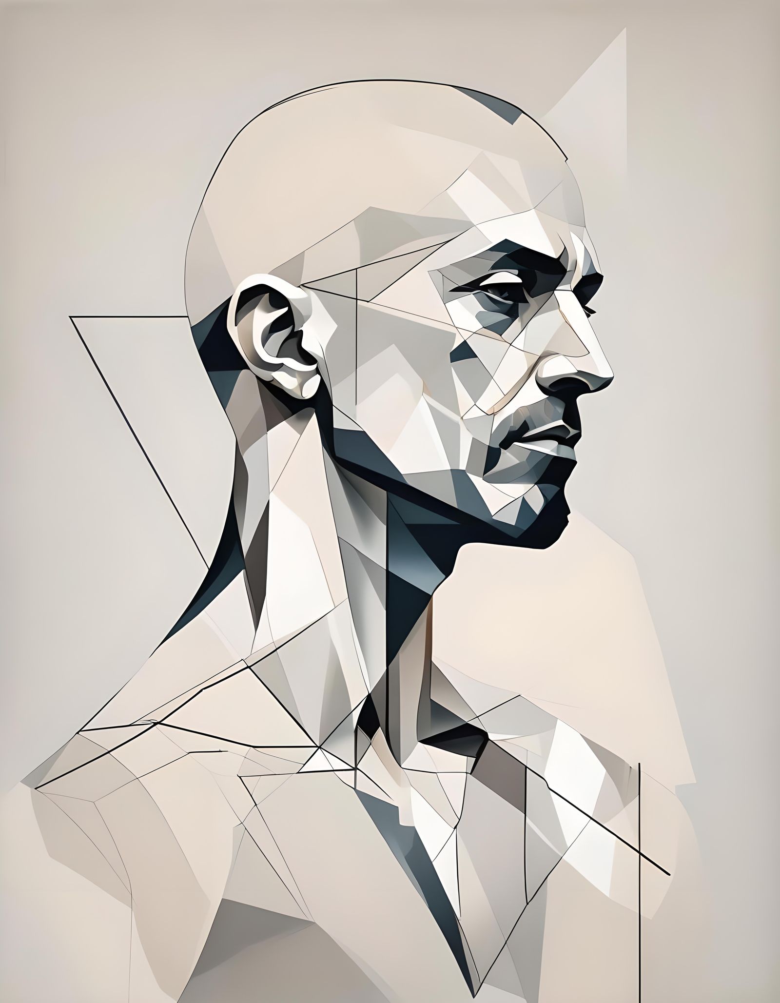 Minimalist Geometric Portrait Conveys Strength