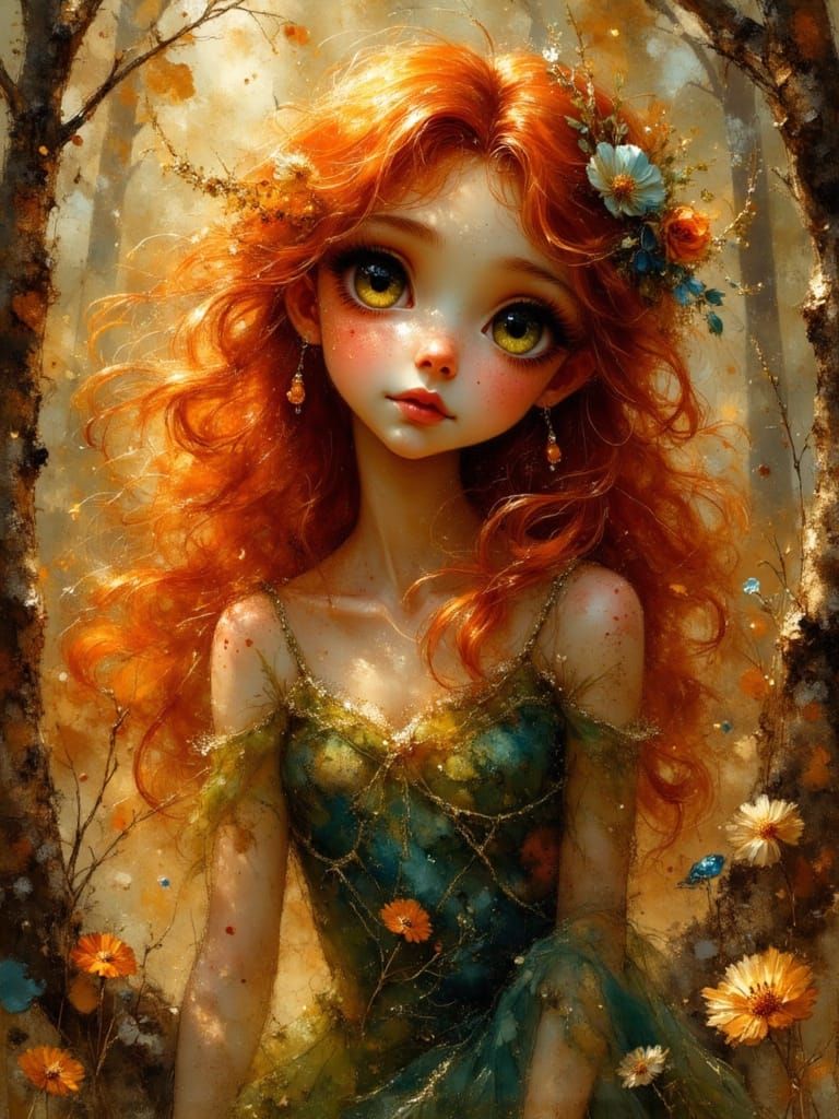 Ethereal Fae with Red Hair and Freckles