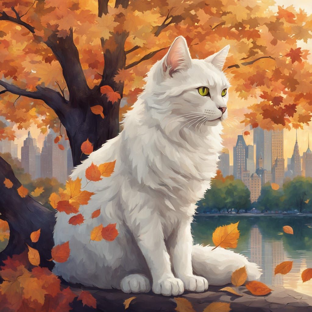 Whimsical Autumn Scene in Watercolor Style