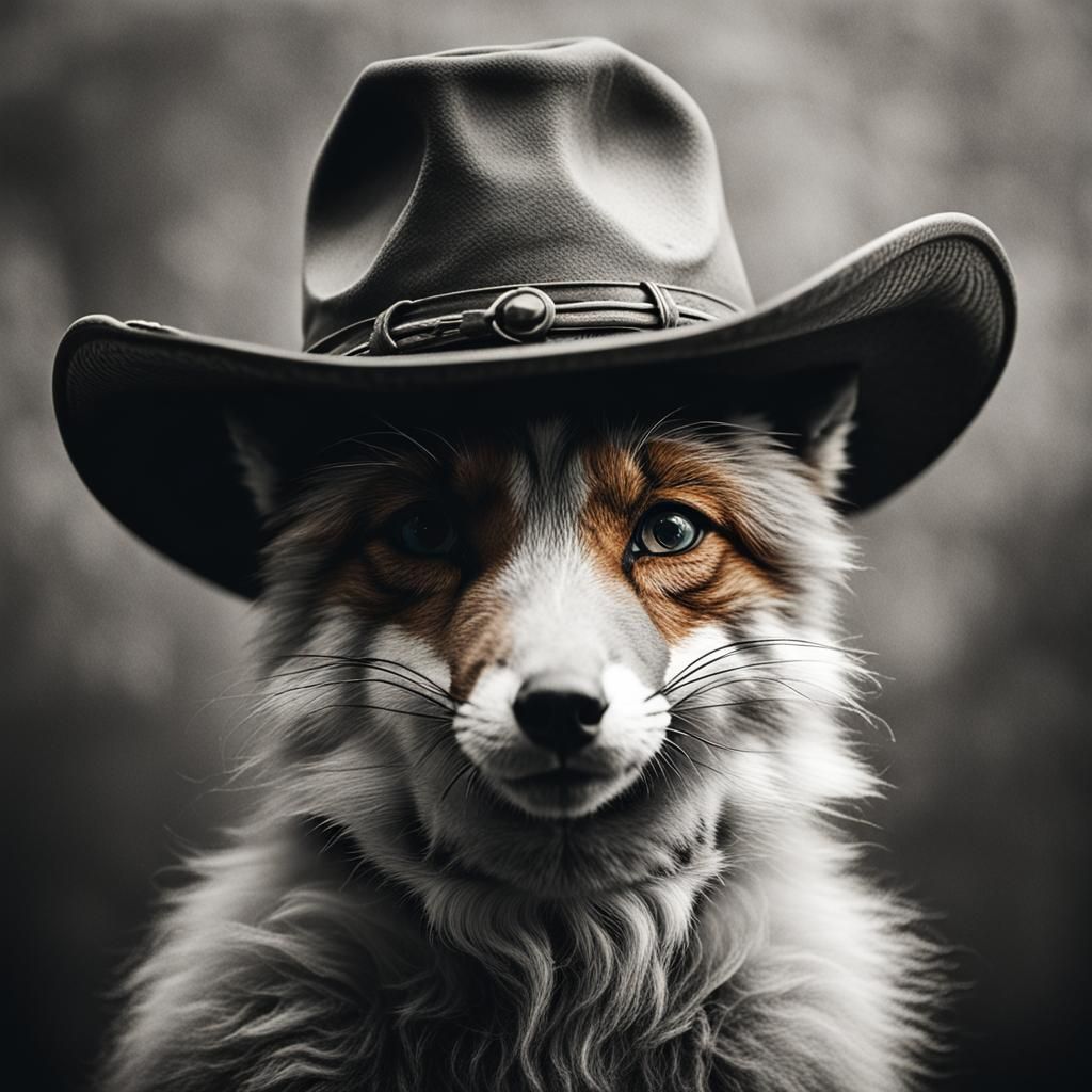Old West Fox: A Black and White Portrait