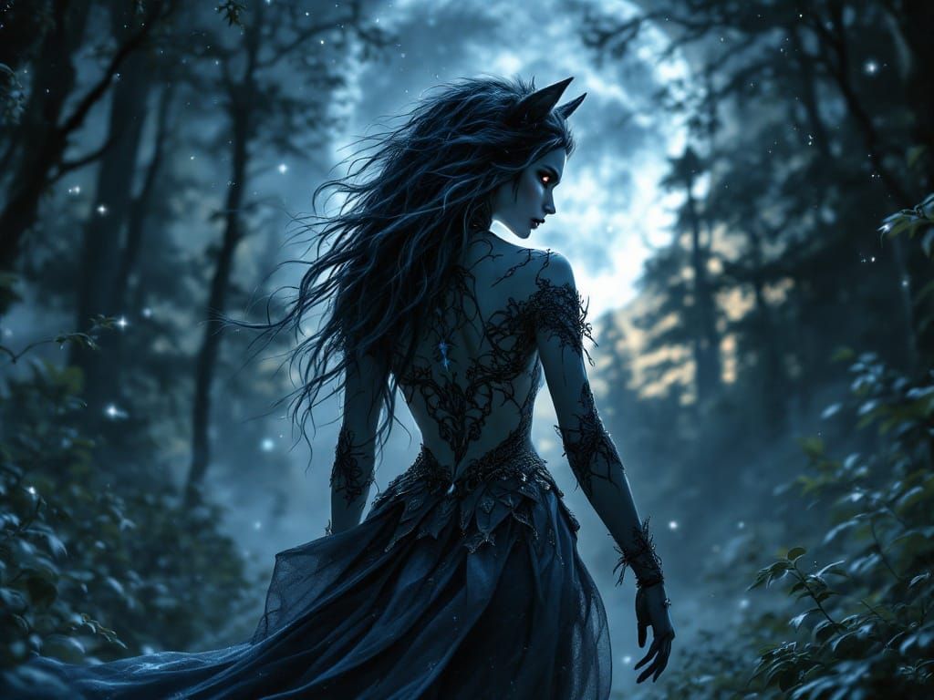 Waifu Werewolf Goddess Under Silvery Moonlight