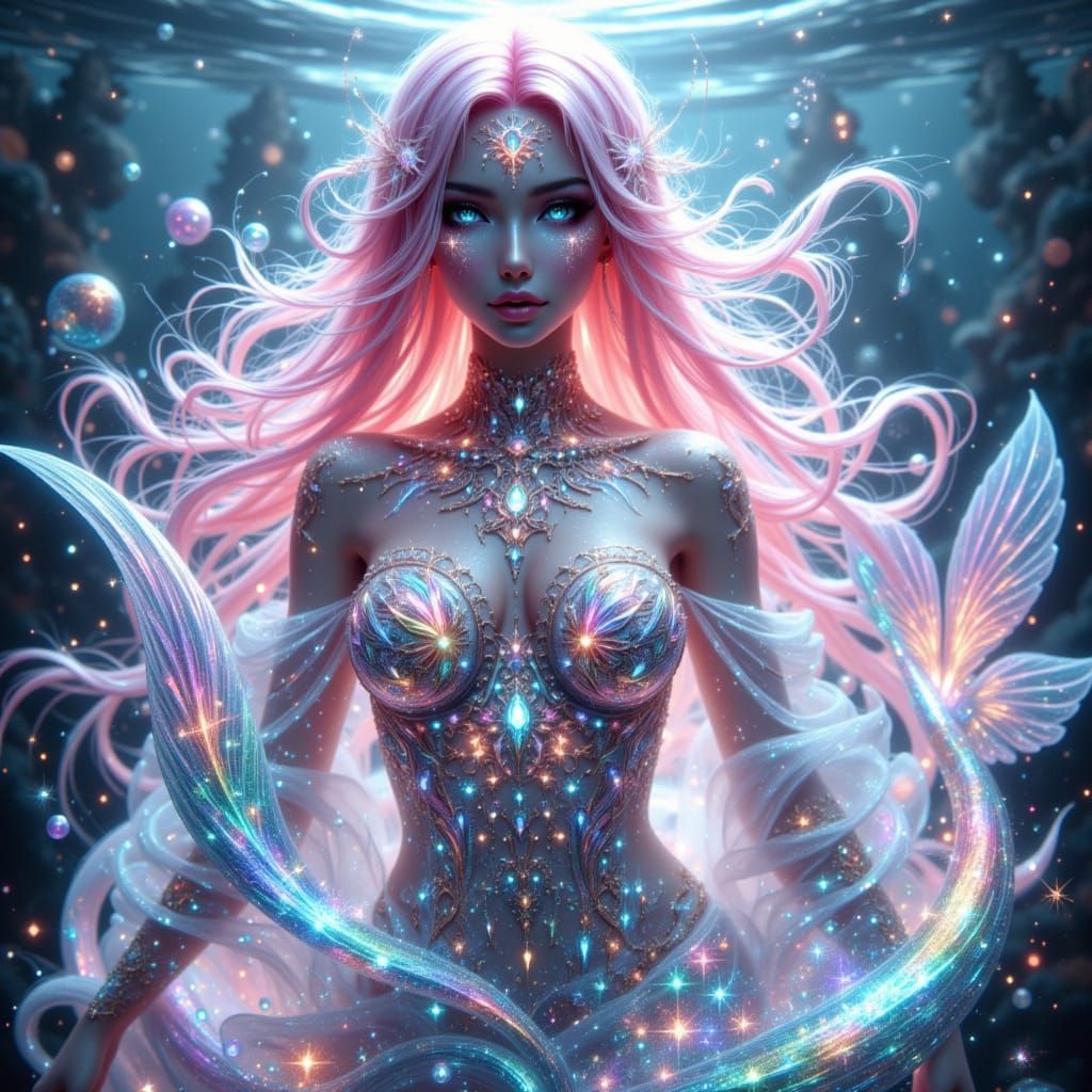 Radiant 3D Mermaid Princess in Underwater Fantasy