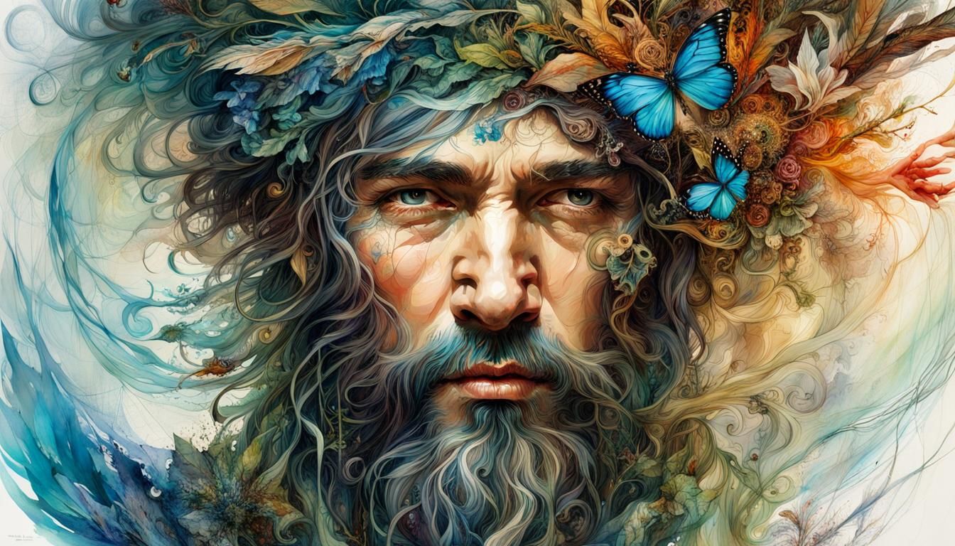 Man's Cycle of Life: Art Nouveau Watercolor